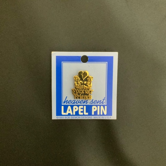 Forever Friends Heaven Sent Gold Tone Lapel Tac Pin 1993 Bob Siemon Designs - Picture 9 of 11